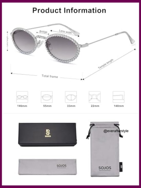 Metal Frame Retro Oval Rhinestone Sunglasses UV400 Protection main image 3